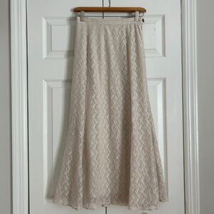 Japanese Brand Beige Lace Maxi Skirt